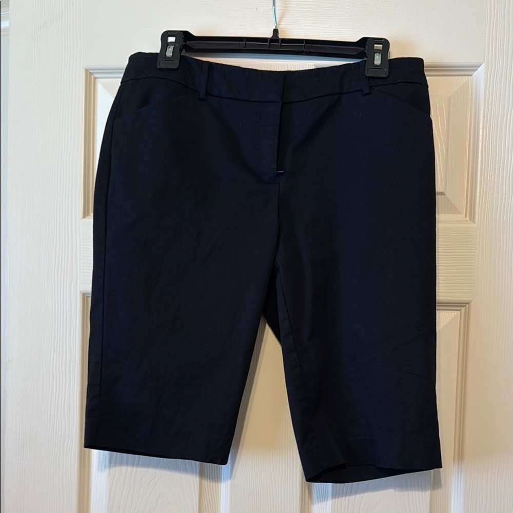 New York & Company Black Bermuda Shorts Tailored Cotton Blend